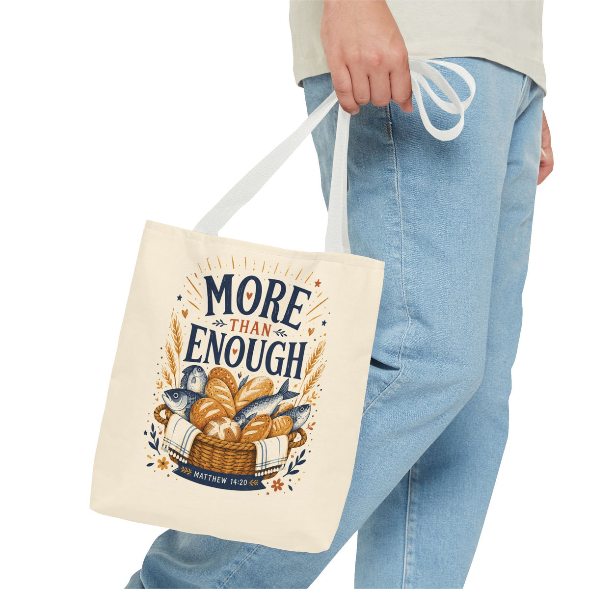 More Than Enough Tote Bag — Inspirational Scripture Bread Harvest Design