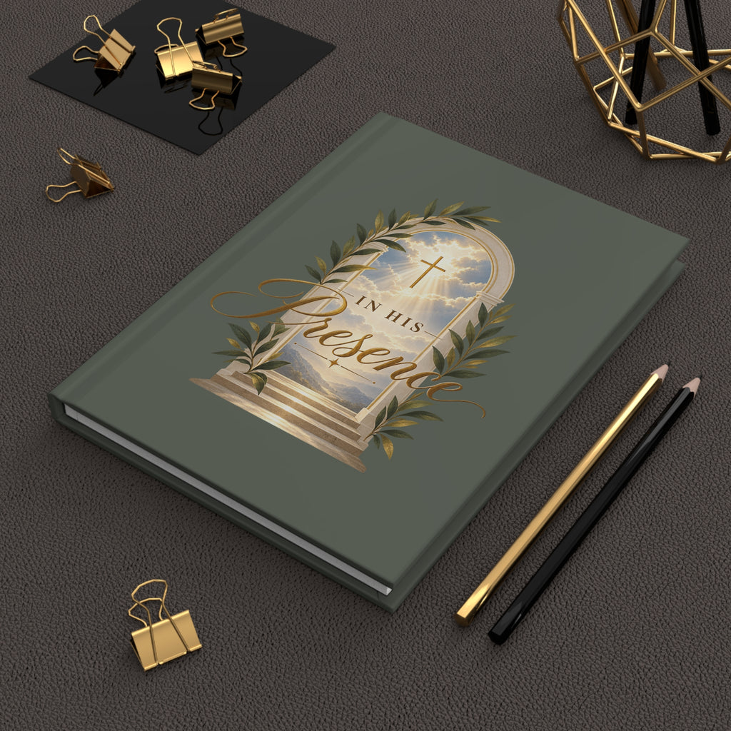 Christian Hardcover Journal — "In His Presence" Lined Matte Notebook