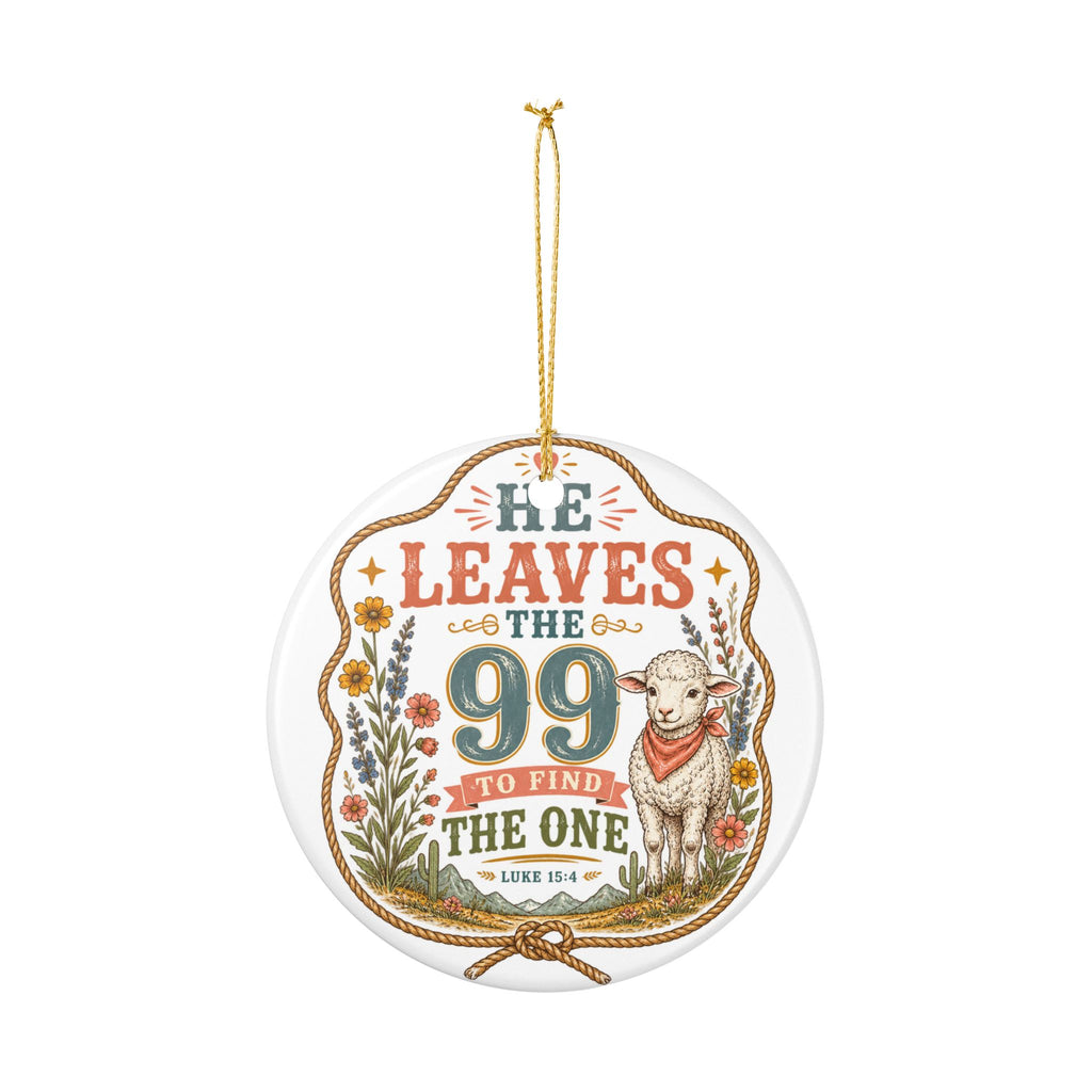 Christian Lamb Ornament – “He Leaves the 99 to Find the One” Ceramic Decoration