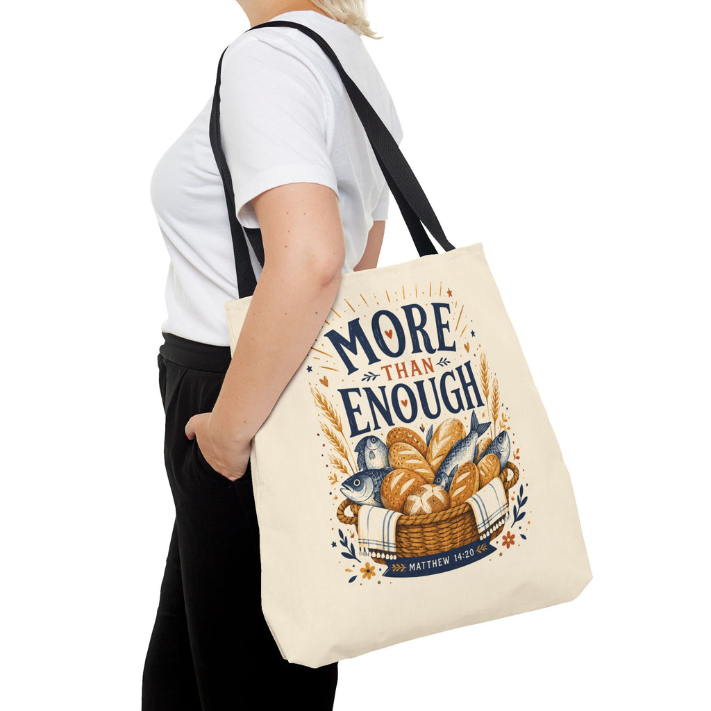 More Than Enough Tote Bag — Inspirational Scripture Bread Harvest Design