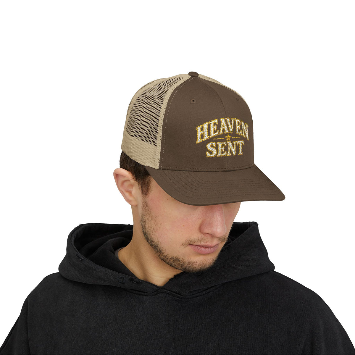 Heaven Sent Trucker Hat - Embroidered Snapback Cap