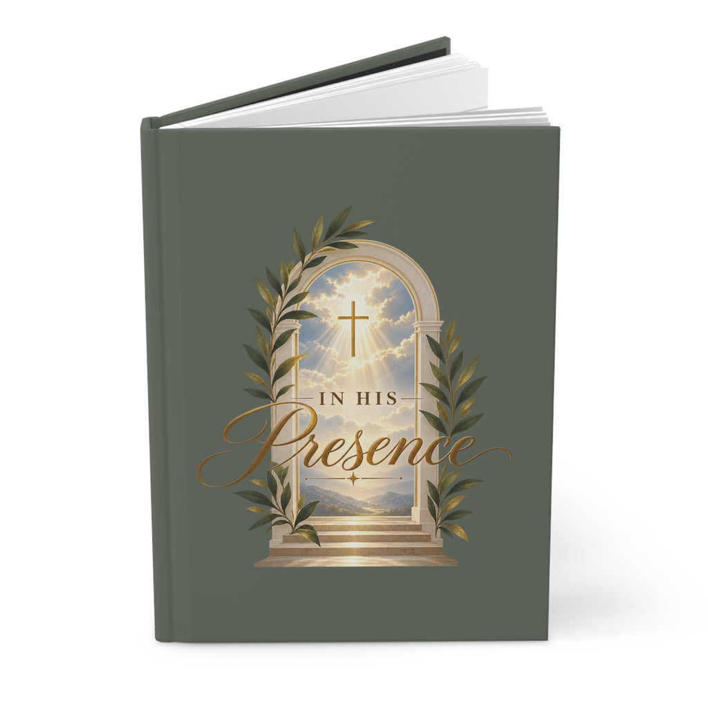 Christian Hardcover Journal — "In His Presence" Lined Matte Notebook
