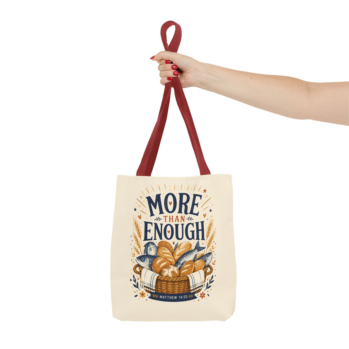 More Than Enough Tote Bag — Inspirational Scripture Bread Harvest Design