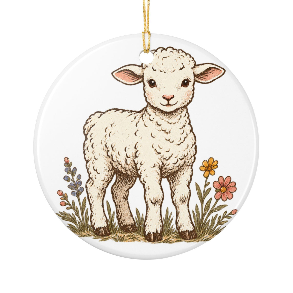 Christian Lamb Ornament – “He Leaves the 99 to Find the One” Ceramic Decoration