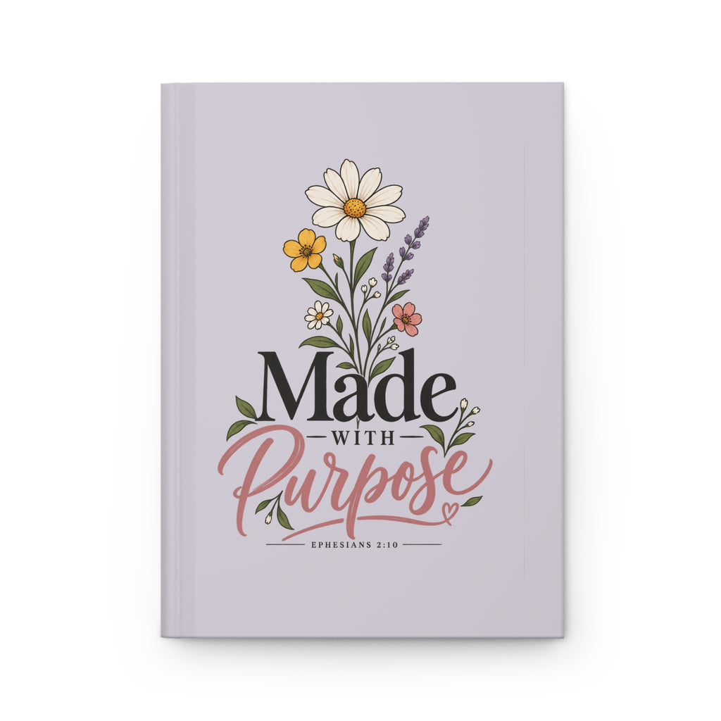 Made With Purpose Floral Hardcover Journal — Lined Inspirational Notebook (Ephesians 2:10)