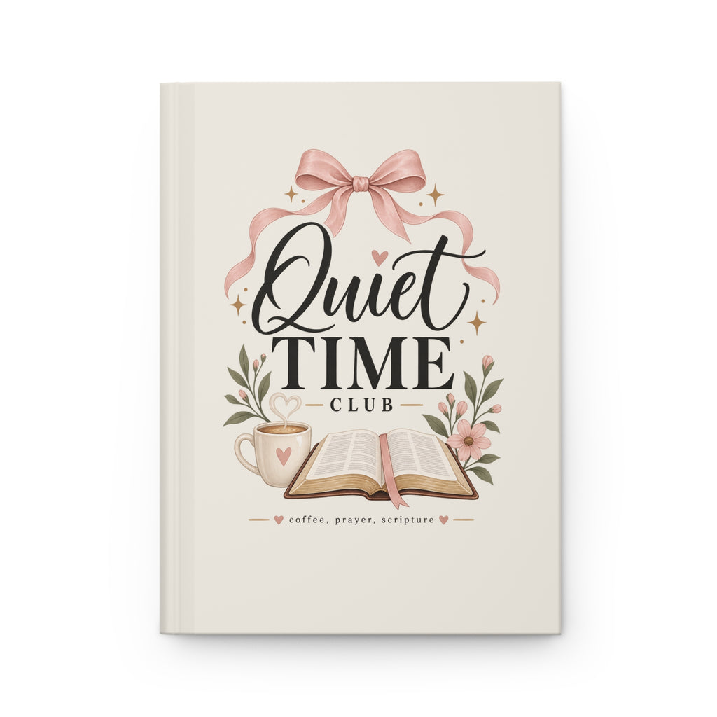 Quiet Time Club Hardcover Journal — Lined Devotional Journal with Bible, Coffee & Prayer Design