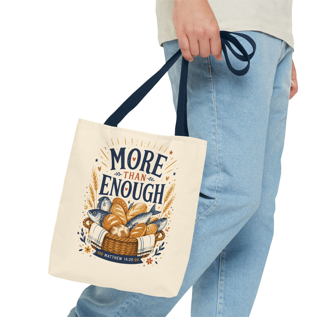 More Than Enough Tote Bag — Inspirational Scripture Bread Harvest Design