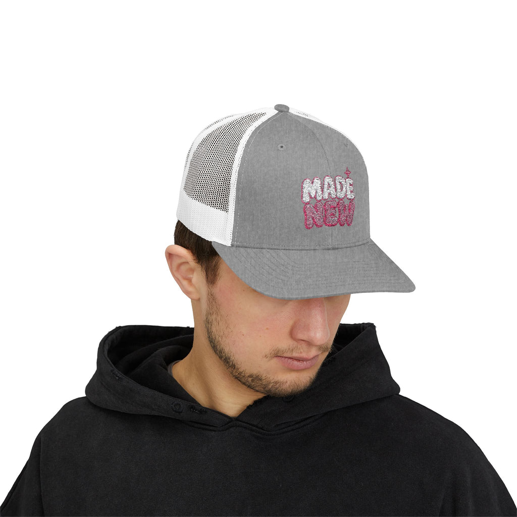 Made New Trucker Hat — Pink Glitter 'Made New' Snapback Cap