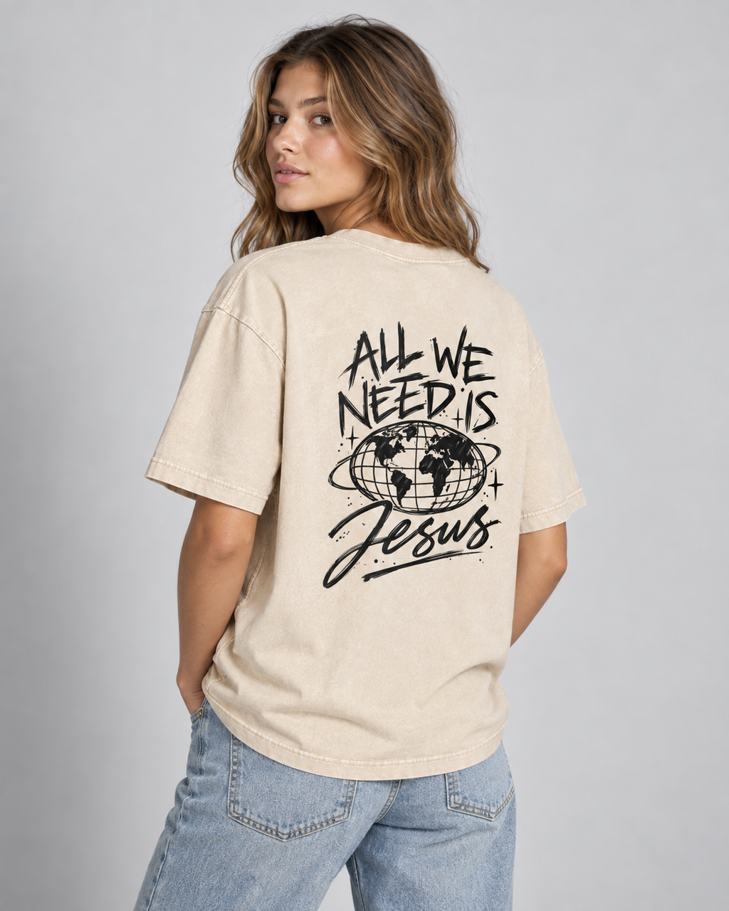 All We Need Is Jesus Mineral Wash Boxy Tee