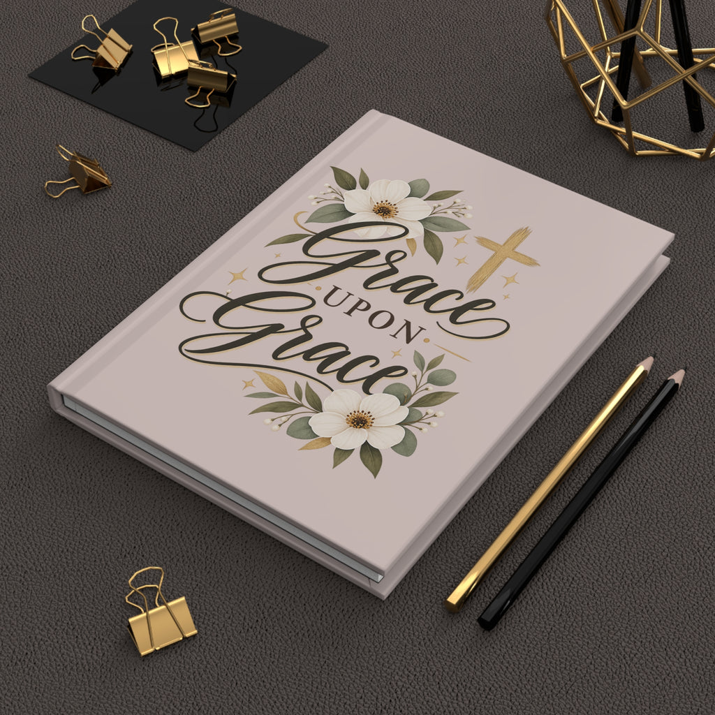 Grace Upon Grace Hardcover Journal — Christian Floral Lined Notebook