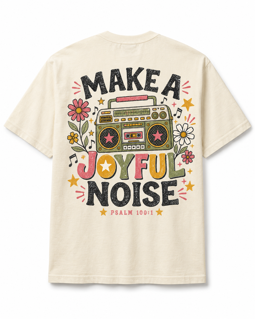 Make a Joyful Noise T-Shirt — Retro Boombox Christian Tee