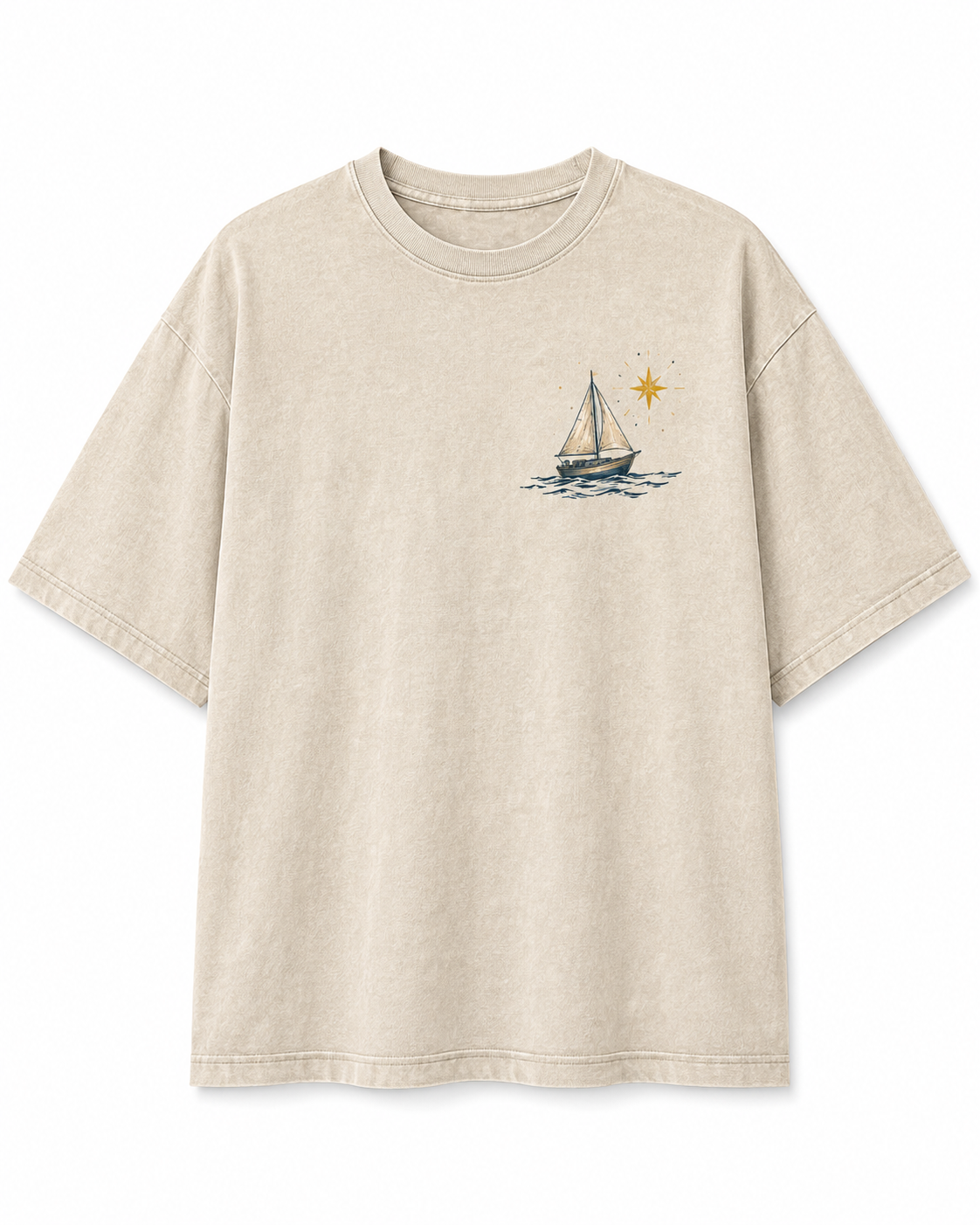 Peace Be Still Sailboat T-Shirt — Christian Faith Graphic Tee (Mark 4:39)
