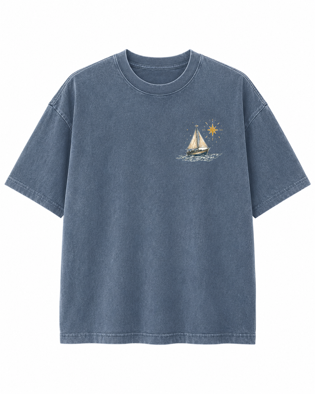 Peace Be Still Sailboat T-Shirt — Christian Faith Graphic Tee (Mark 4:39)
