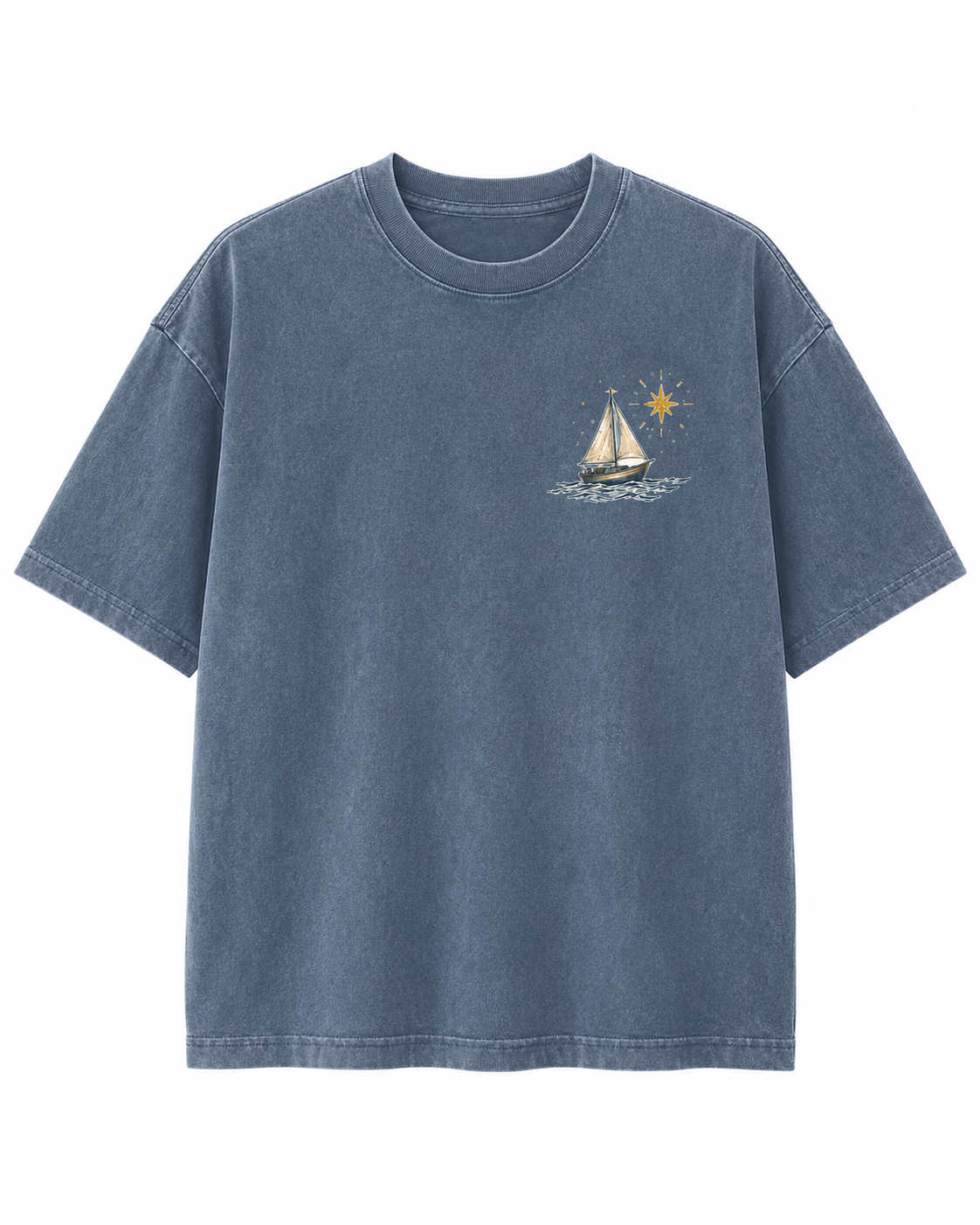 Peace Be Still Sailboat T-Shirt — Christian Faith Graphic Tee (Mark 4:39)