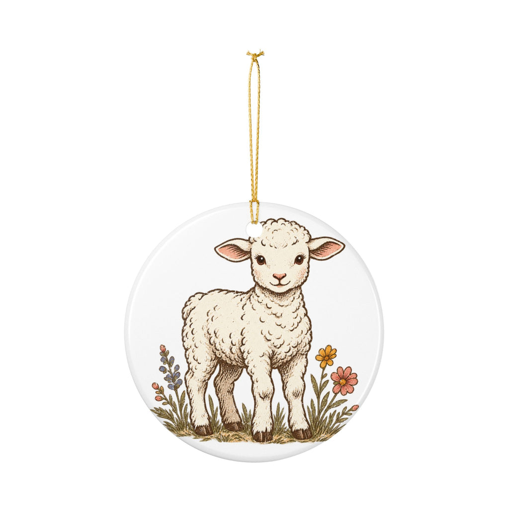 Christian Lamb Ornament – “He Leaves the 99 to Find the One” Ceramic Decoration