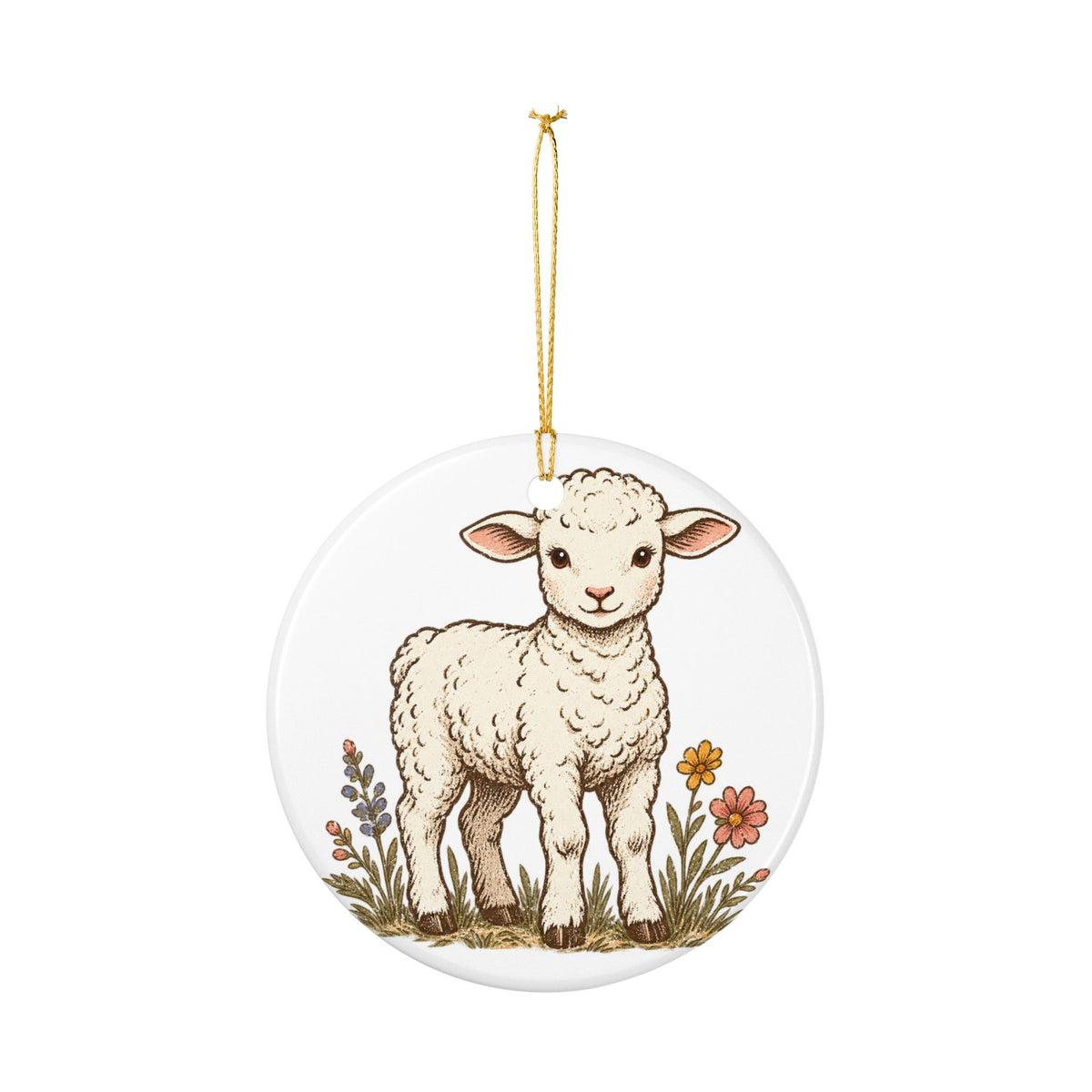 Christian Lamb Ornament – “He Leaves the 99 to Find the One” Ceramic Decoration