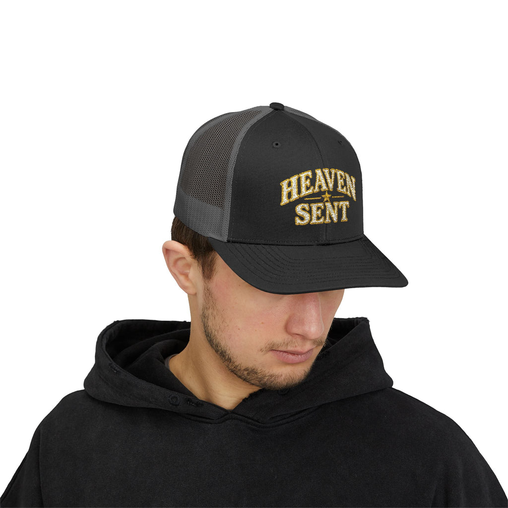 Heaven Sent Trucker Hat - Embroidered Snapback Cap