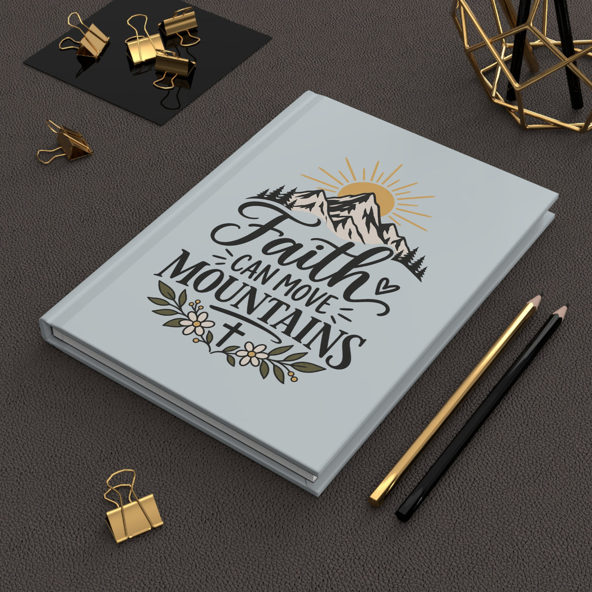 Faith Can Move Mountains Hardcover Journal — Inspirational Christian Lined Notebook