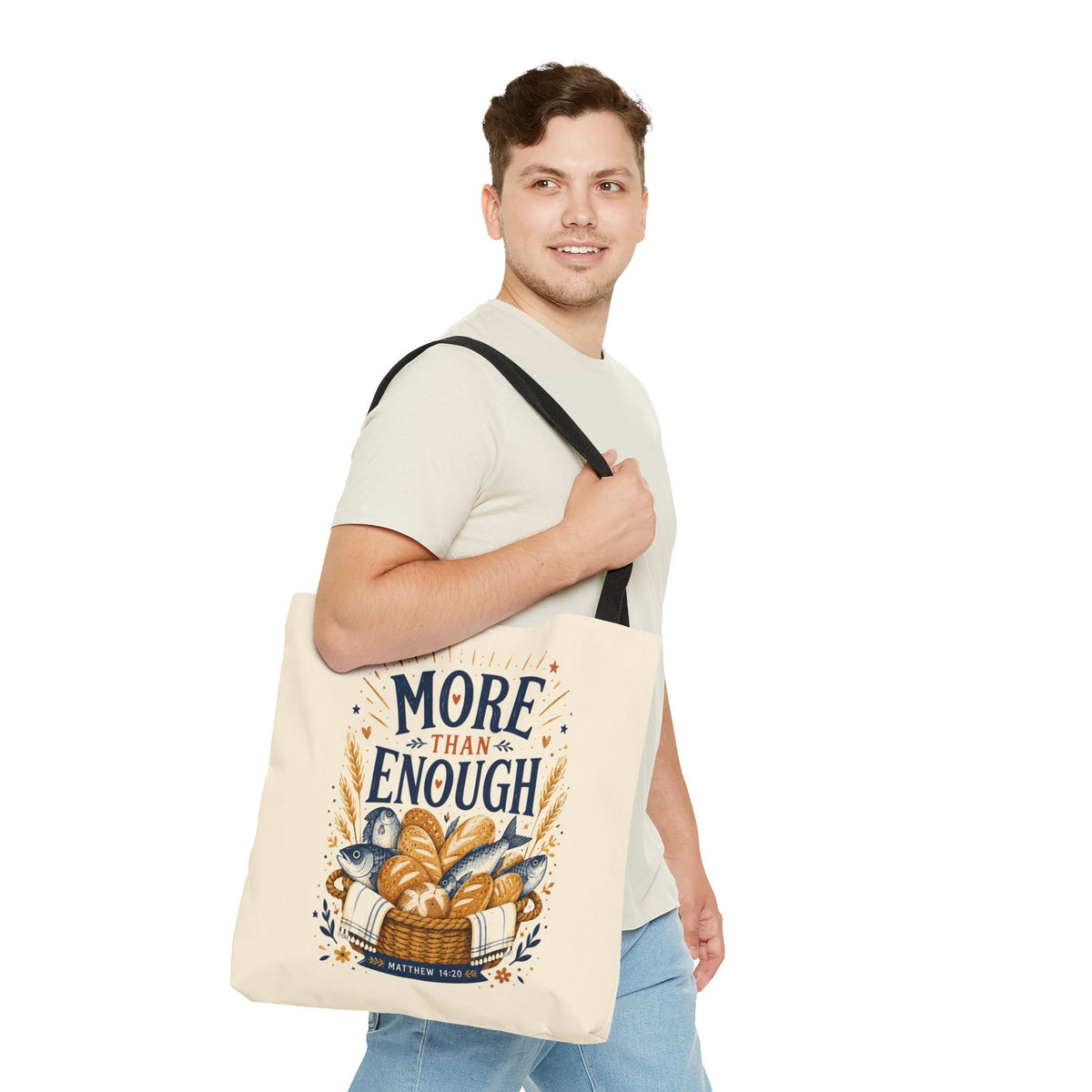 More Than Enough Tote Bag — Inspirational Scripture Bread Harvest Design
