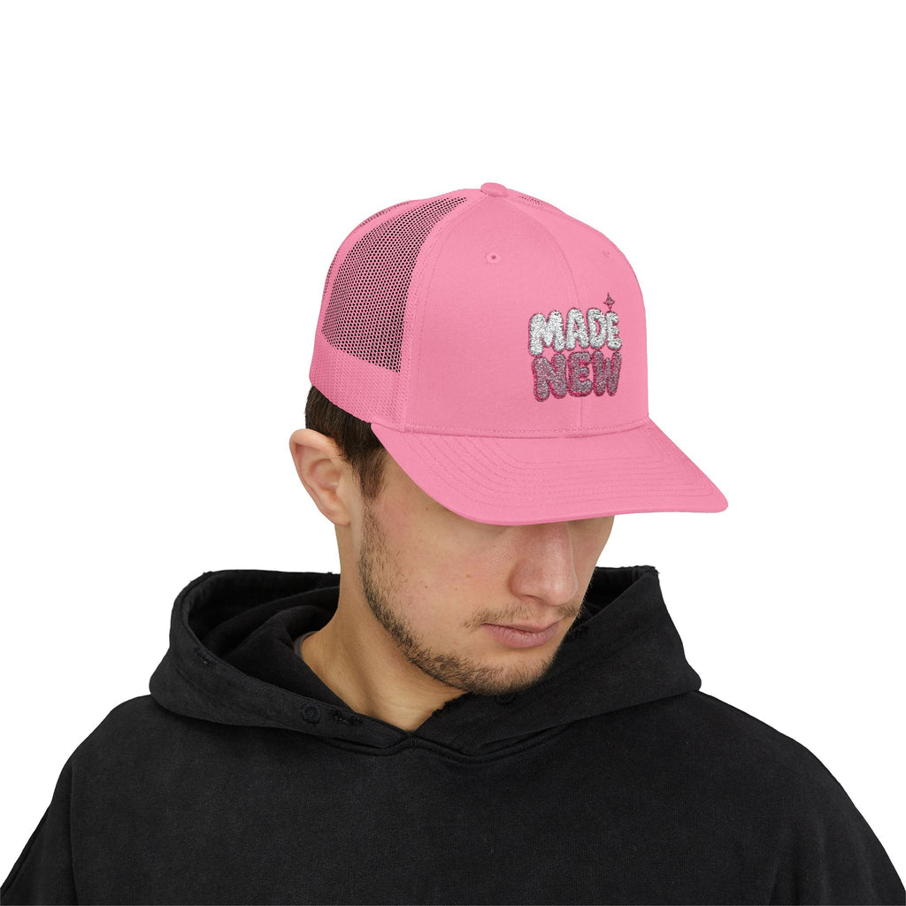 Made New Trucker Hat — Pink Glitter 'Made New' Snapback Cap