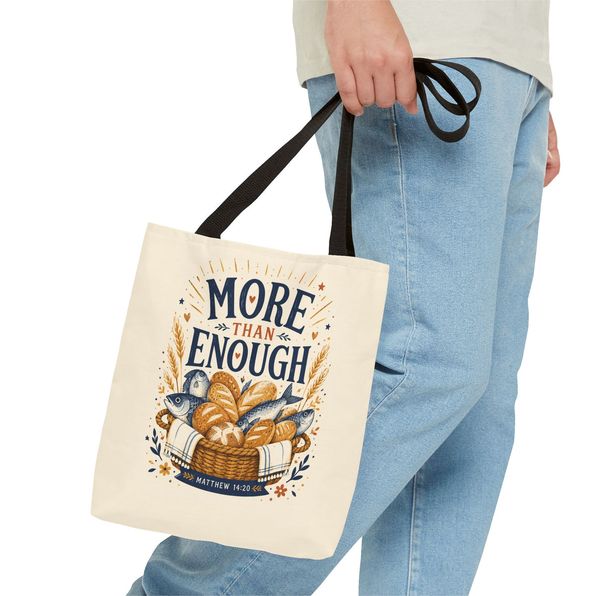 More Than Enough Tote Bag — Inspirational Scripture Bread Harvest Design