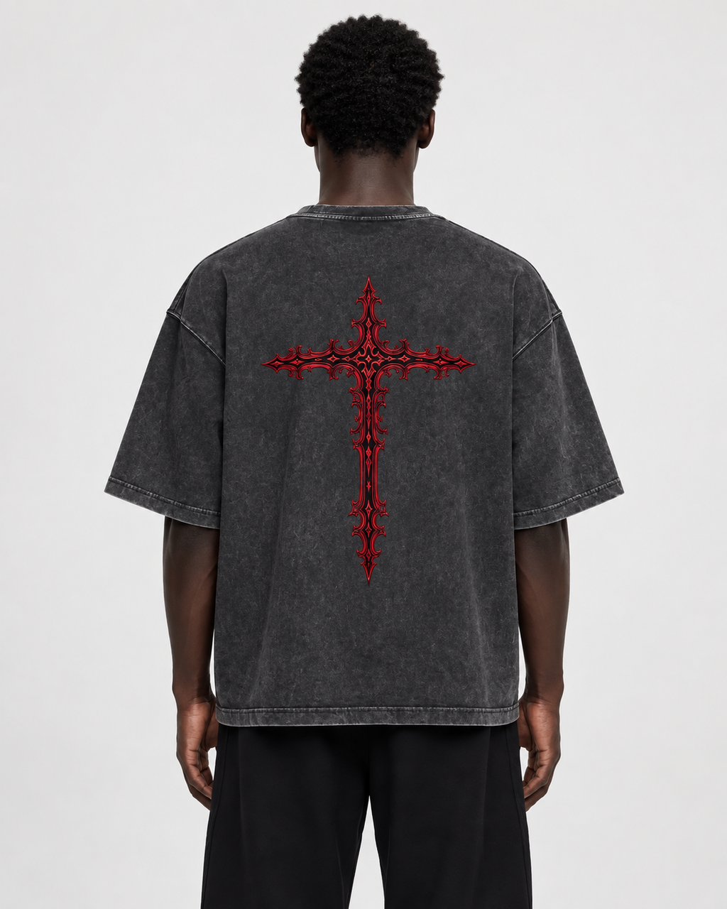Crimson Cross Mineral Wash Boxy Tee