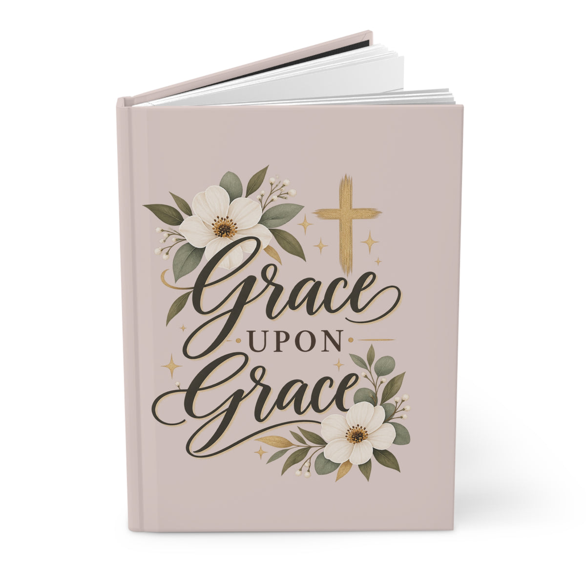 Grace Upon Grace Hardcover Journal — Christian Floral Lined Notebook