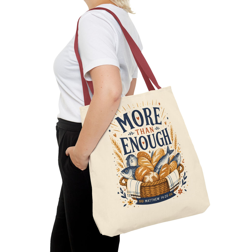 More Than Enough Tote Bag — Inspirational Scripture Bread Harvest Design
