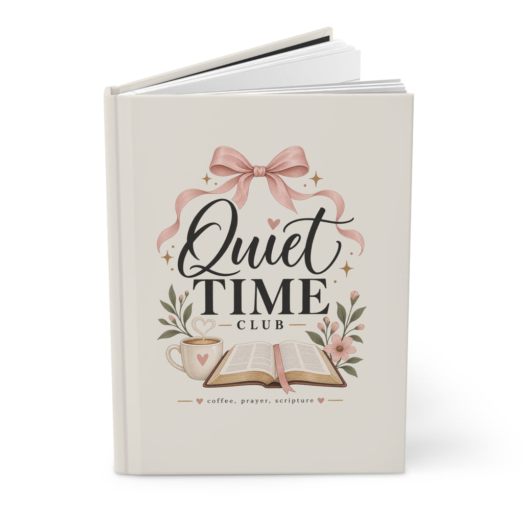 Quiet Time Club Hardcover Journal — Lined Devotional Journal with Bible, Coffee & Prayer Design