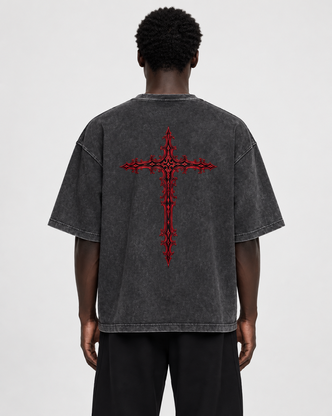 Crimson Cross Mineral Wash Boxy Tee
