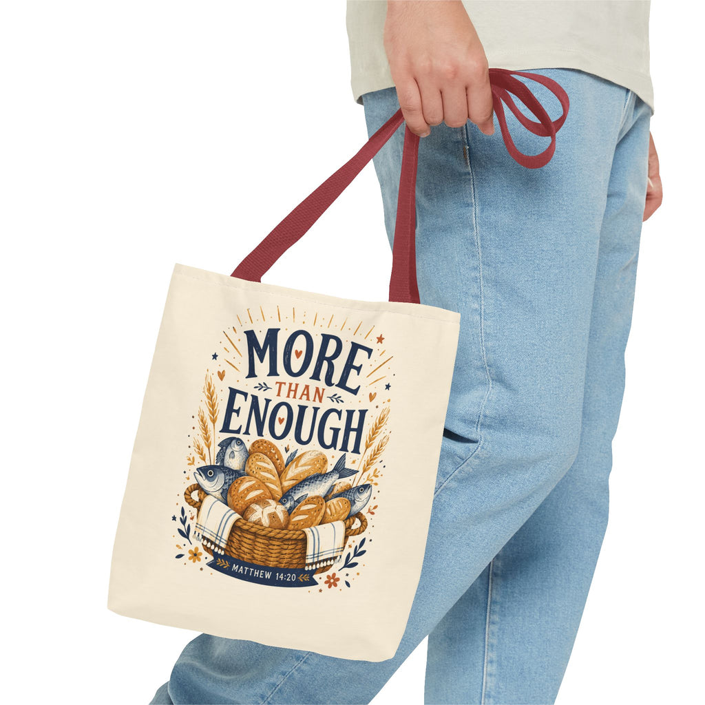 More Than Enough Tote Bag — Inspirational Scripture Bread Harvest Design
