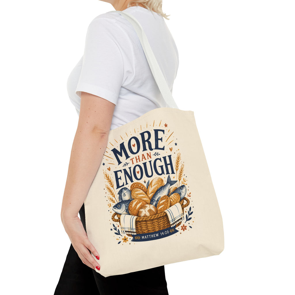 More Than Enough Tote Bag — Inspirational Scripture Bread Harvest Design