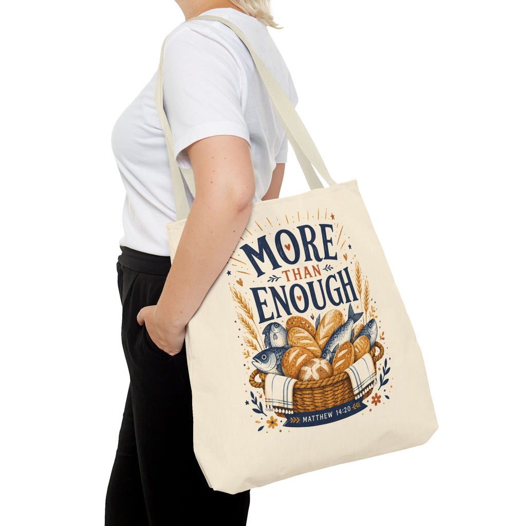 More Than Enough Tote Bag — Inspirational Scripture Bread Harvest Design
