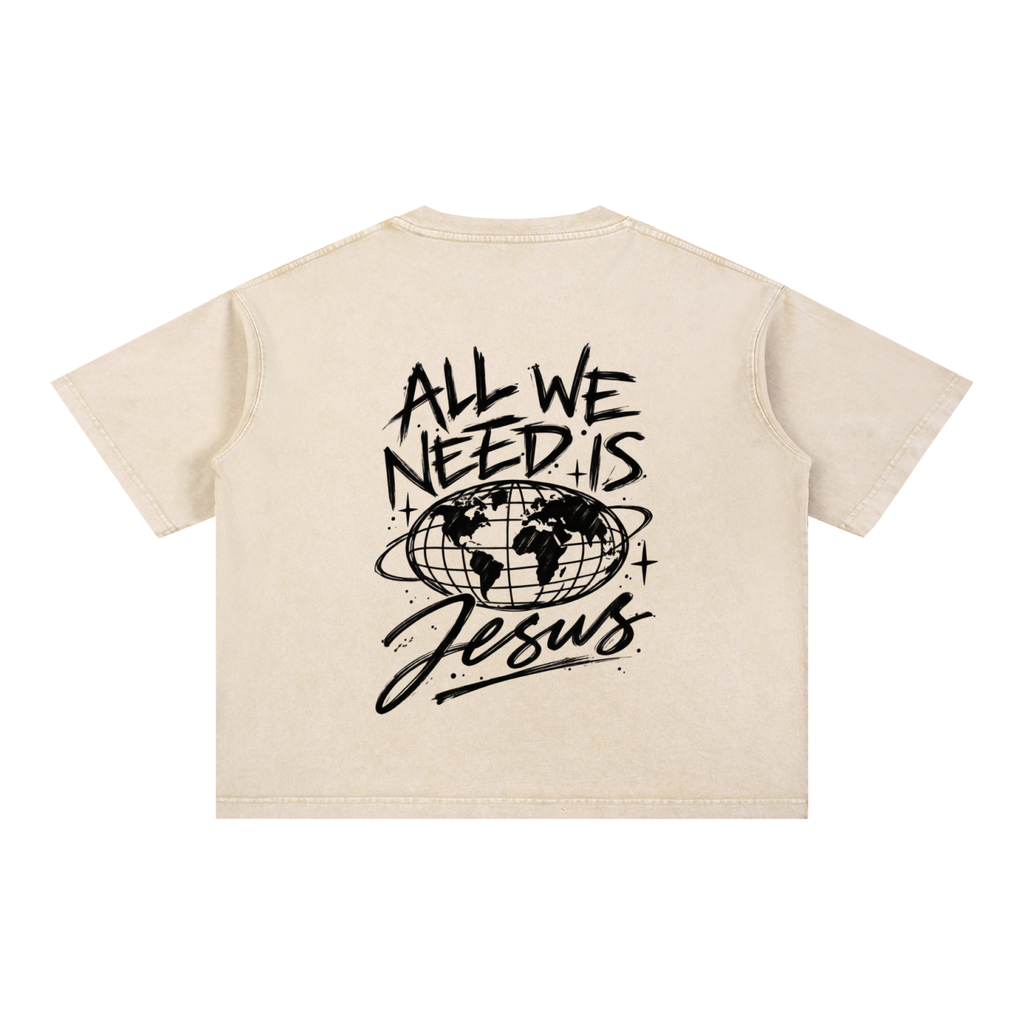 All We Need Is Jesus Mineral Wash Boxy Tee