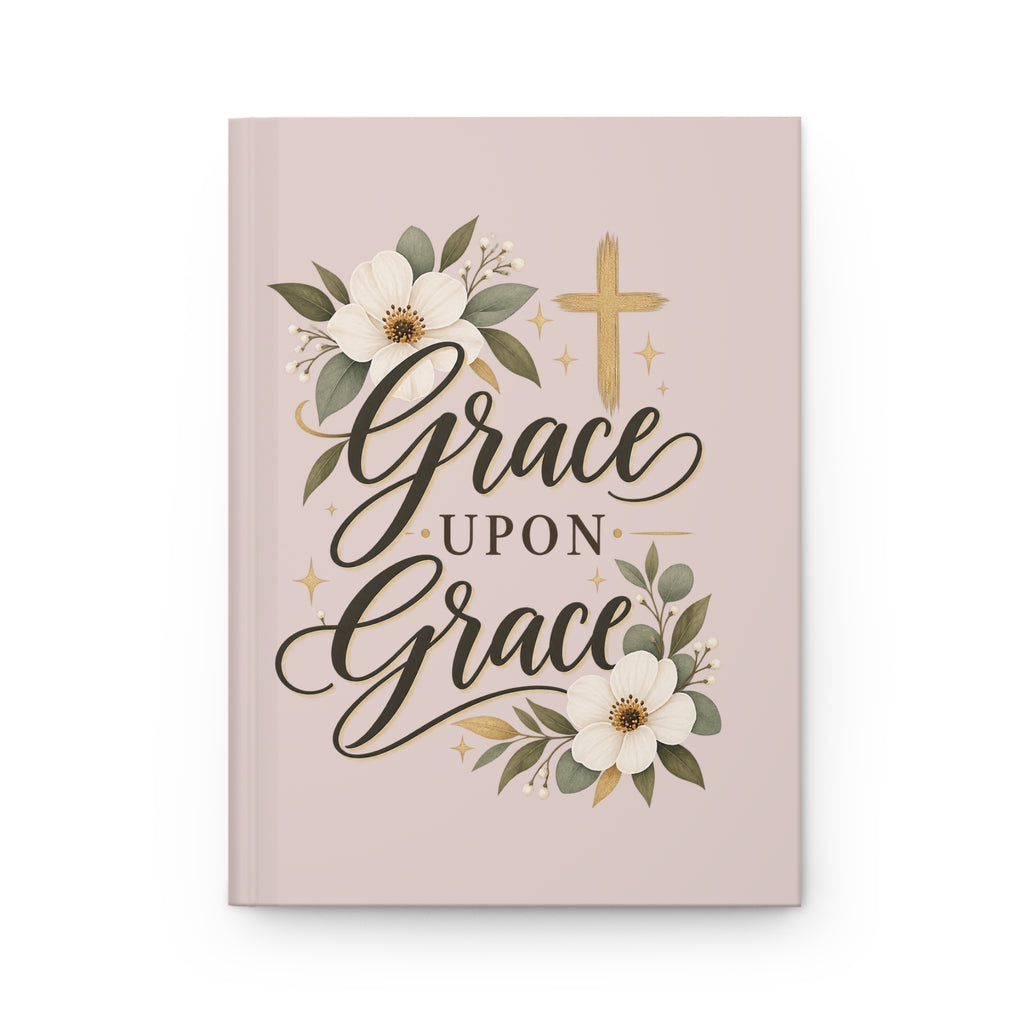 Grace Upon Grace Hardcover Journal — Christian Floral Lined Notebook