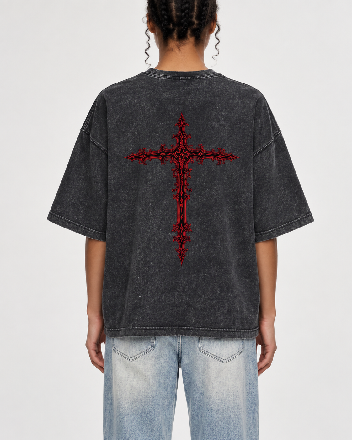 Crimson Cross Mineral Wash Boxy Tee
