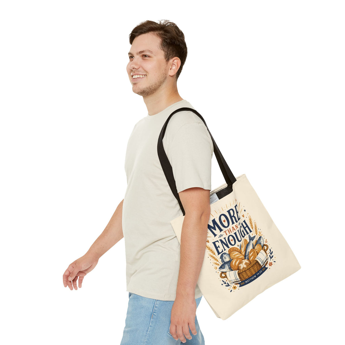 More Than Enough Tote Bag — Inspirational Scripture Bread Harvest Design