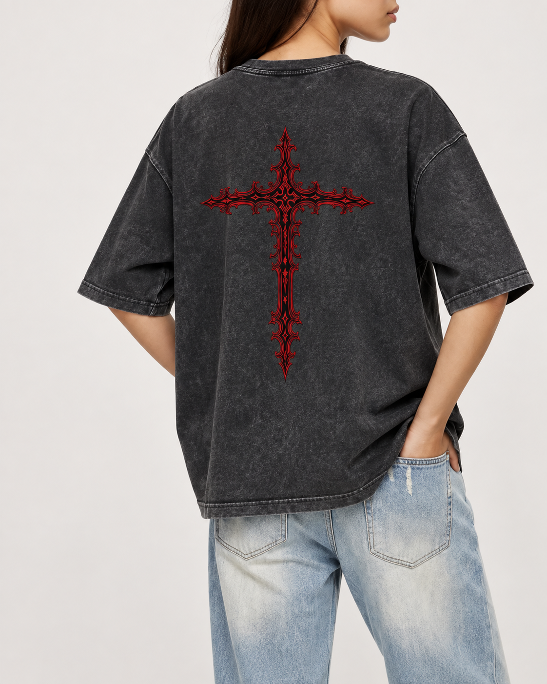 Crimson Cross Mineral Wash Boxy Tee