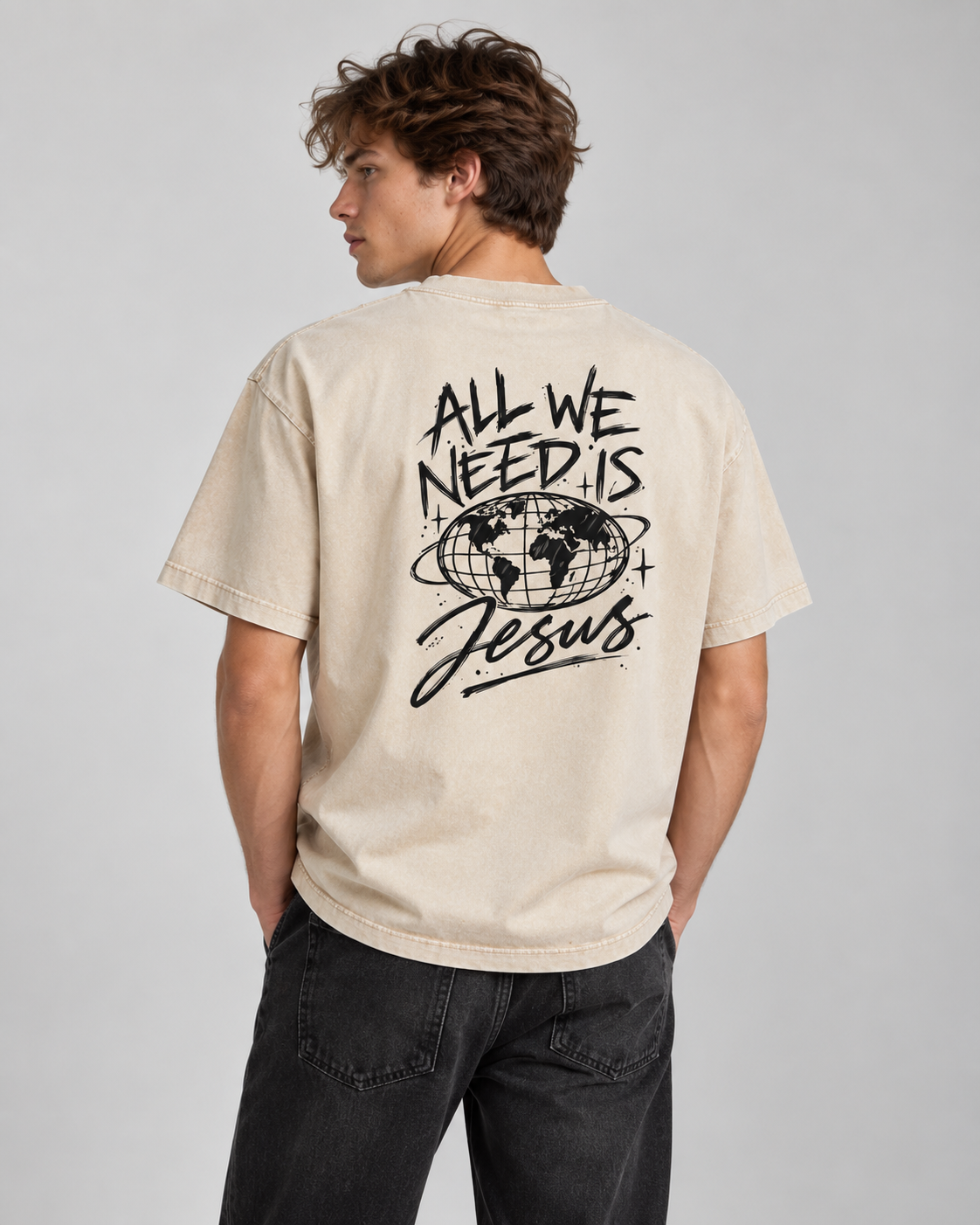 All We Need Is Jesus Mineral Wash Boxy Tee