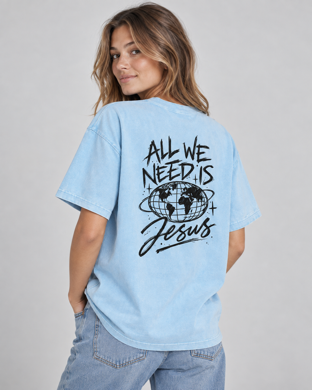 All We Need Is Jesus Mineral Wash Boxy Tee