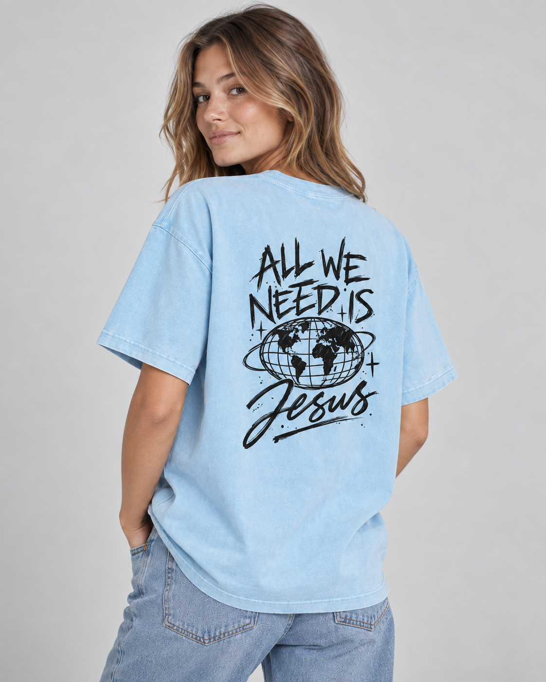 All We Need Is Jesus Mineral Wash Boxy Tee